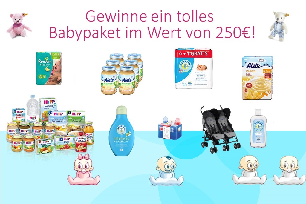 Gewinn' jetzt das 250€ Babypaket gefüllt mit tollen Babyprodukten